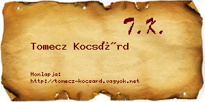 Tomecz Kocsárd névjegykártya